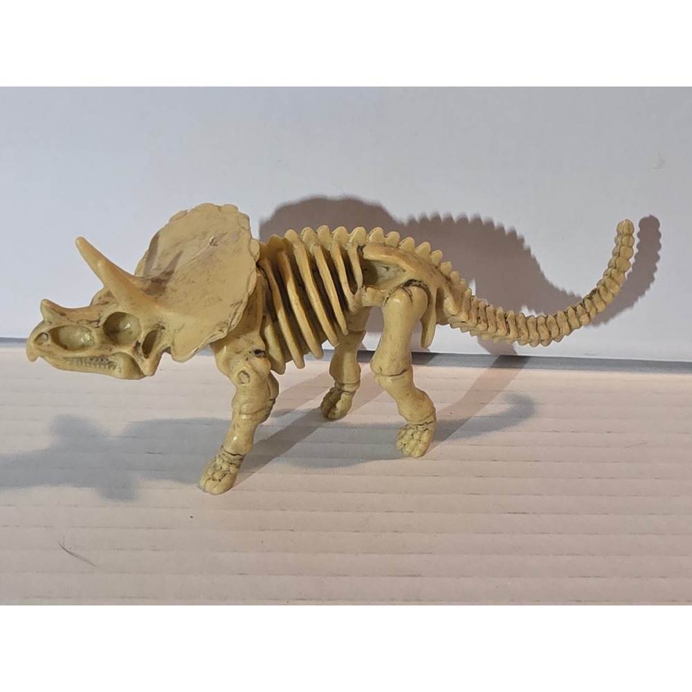 Unbranded Triceratops Skeleton Figure Small Tan Fair Dinosaur Toy